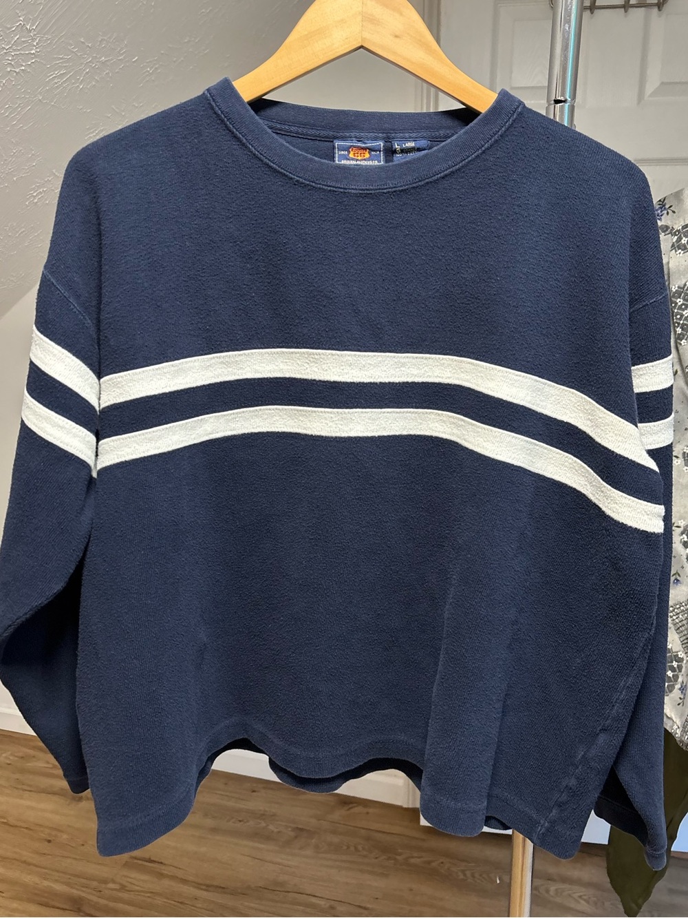 Route 66 Navy Blue Sweater with White Stripes
